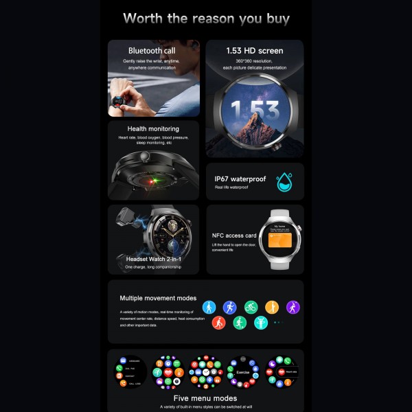 Smartwatch Microwear DK56 –  Silver Silicone